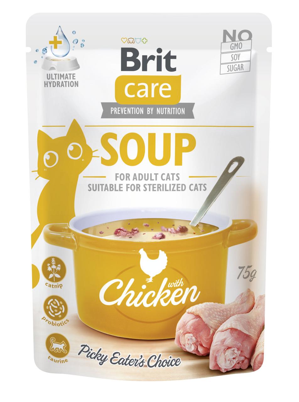 Вологий корм Супчик для котів Brit Care Soup pouch з куркою, 75 г