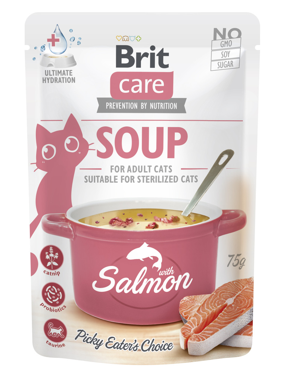 Вологий корм Супчик для котів Brit Care Soup pouch з лососем, 75 г