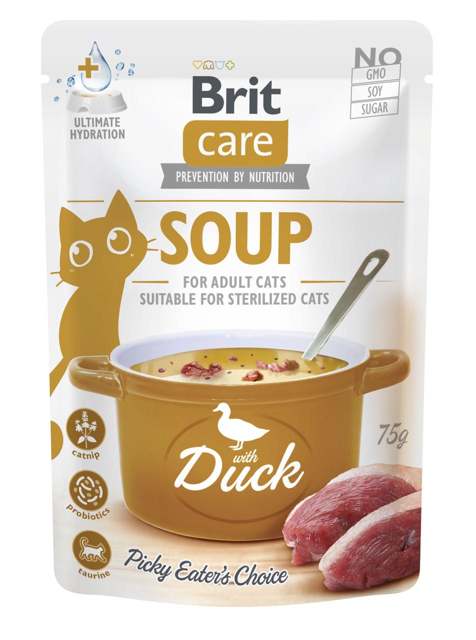 Вологий корм Супчик для котів Brit Care Soup pouch з качкою, 75 г