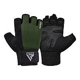 Рукавички для фітнесу RDX W1 Half Army Green Plus L, фото 6