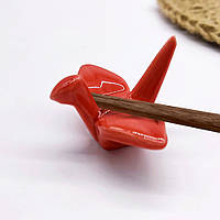 Керамічна підставка для паличок у японському стилі Журавель орігамі (Червоний)