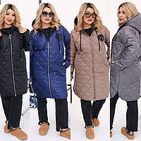 Жіноча весняна куртка пальто 48-50,52-54,56-58,60-62,64-66 чорний,сірий,синій,пляшка,мокко