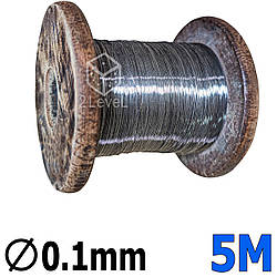 Струна нікельхром 0.1 мм у мотці 5 пог.метров Змінний нагрівальний елемент запайника Нитка ніхрома Х20Н80