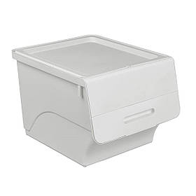 Контейнер для зберігання пластиковий білий з регульованою кришкою 45.5х38х31 см, ящик органайзер для дому
