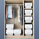 Контейнер для зберігання пластиковий білий з регульованою кришкою 45.5х38х31 см, ящик органайзер для дому, фото 10