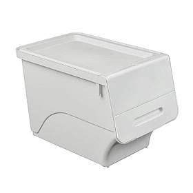 Контейнер для зберігання пластиковий білий з регульованою кришкою 45.5х28.5х31см, ящик органайзер для дому