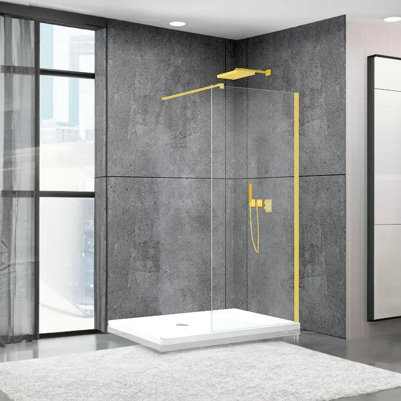 Душова перегородка Aquanil FIT GOLD 195х90 см золото скло прозоре 8 мм