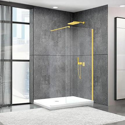 Душова перегородка Aquanil FIT GOLD 195х90 см золото скло прозоре 8 мм, фото 1