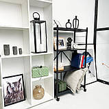 Стелаж на 4 полиці металевий складаний на колесах білий, фото 7