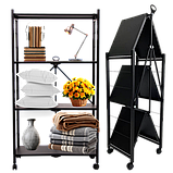 Стелаж на 4 полиці металевий складаний на колесах білий, фото 10