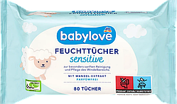 Вологі серветки Babylove Sensitive Німеччина (80шт)