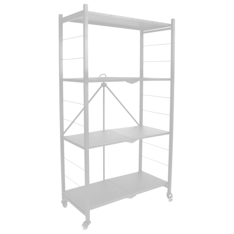 Стелаж на 4 полиці металевий складаний на колесах білий, фото 1