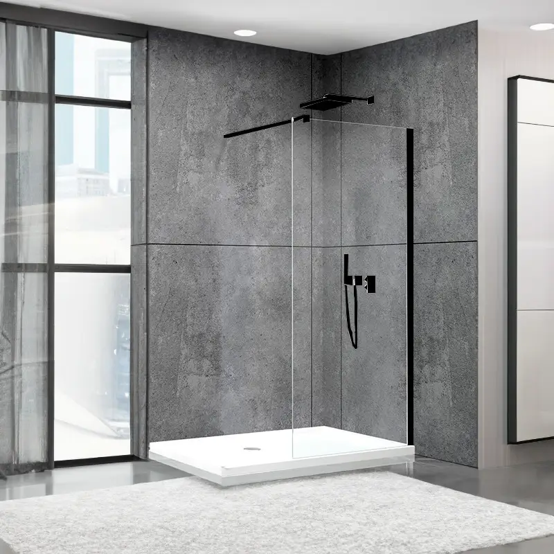 Душова перегородка Aquanil FIT Black 195х80 см чорна скло прозоре 8 мм