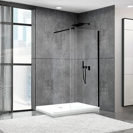 Душова перегородка Aquanil FIT Black 195х80 см чорна скло прозоре 8 мм, фото 1