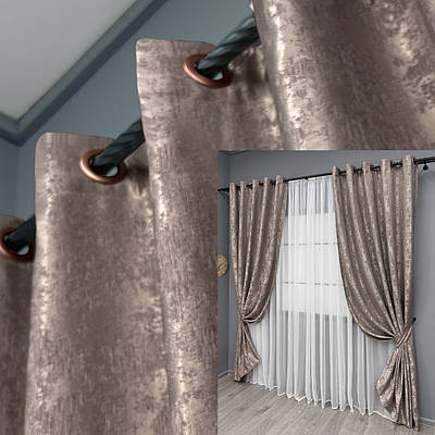 Комплект (2шт. 1,5х2,5м.) штор на люверсах, жакард "Sultan YL". Колір какао. Код 1669ш 37-0184