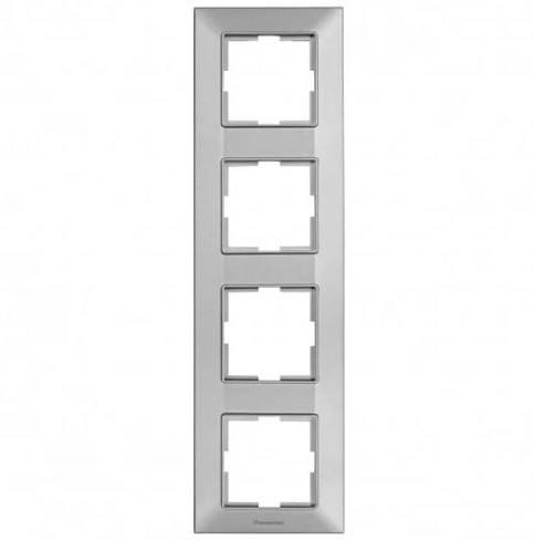 Рамка для розеток 4 пости Panasonic Arkedia Slim вертикальна срібло, фото 1