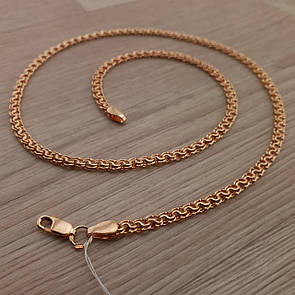 Срібна цепочка жіноча змійка в позолоті. Коль'є на шию жіноче. Срібло 925 + позолота 585. 55 см