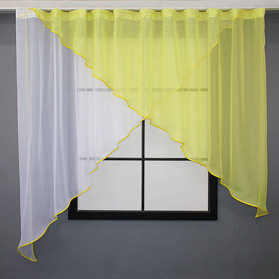 Кухонна завіса (2,8х1,7м.) Колір жовтий з білим. Код 053к 52-1060