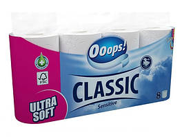 Туалетний папір OOOPS Classic Sensitive  3-шар., 8 шт/уп 140 відр. (5998648704310)