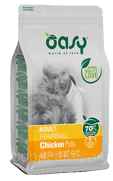 Сухий корм для кішок OASY Hairball Adult курка 1.5 кг