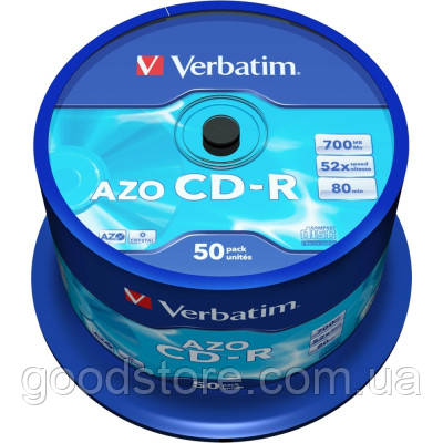 Диск CD Verbatim 700Mb 52x Cake box 50 Crystal AZO (43343) - оригінал, фото 1