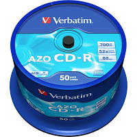 Диск CD Verbatim 700Mb 52x Cake box 50 Crystal AZO (43343) - оригінал