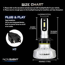 Світлодіодна фара NOVSIGHT H7 50 Вт (25 Вт X2) 10000 лм 6500 К CSP фари, фото 6