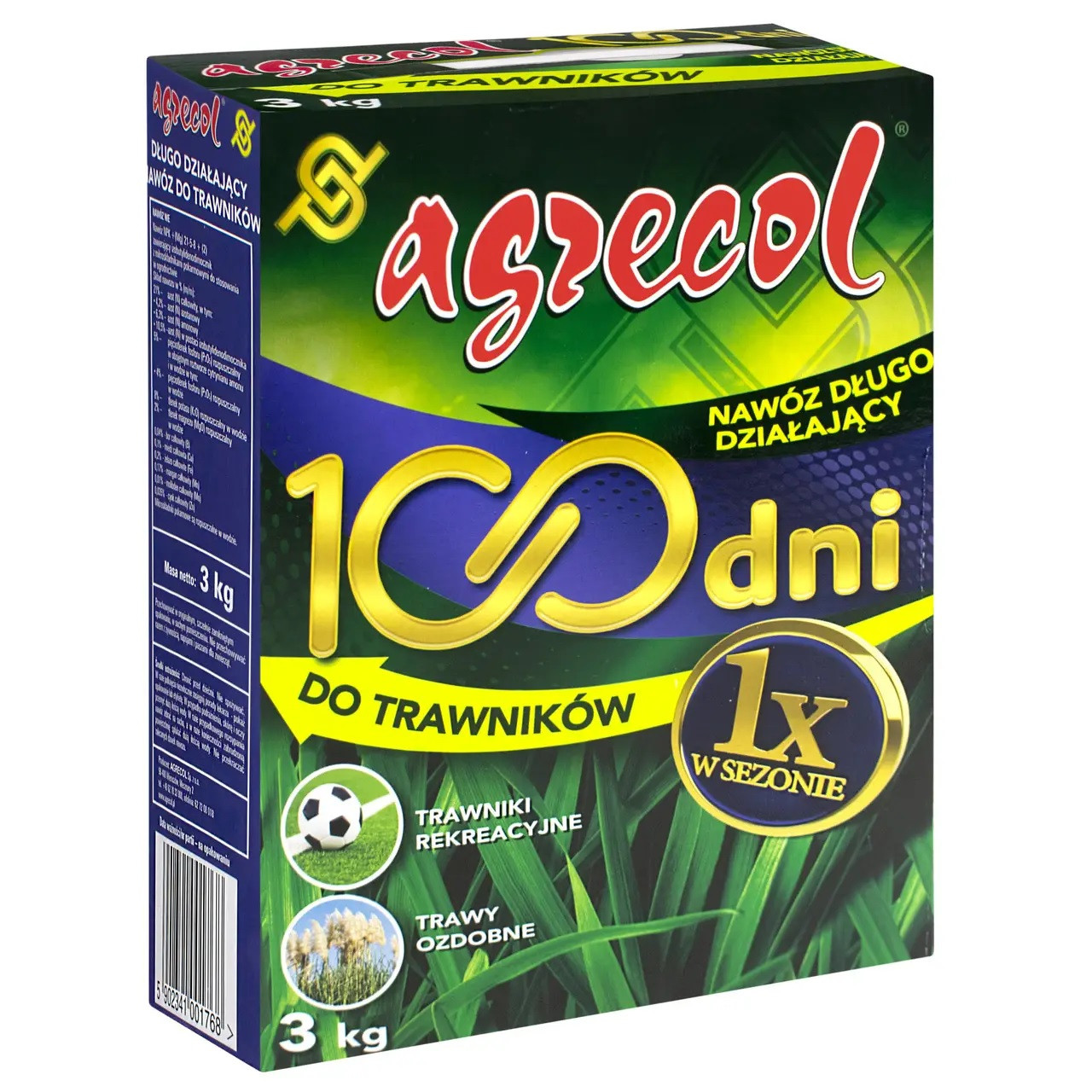 Добриво для газона 100 днів 3 кг, Agrecol