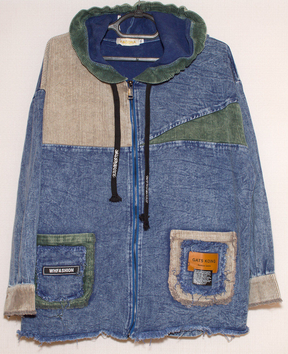 Джинсовий кардиган-кутрка oversized батал коттон 4XL,5XL 9636