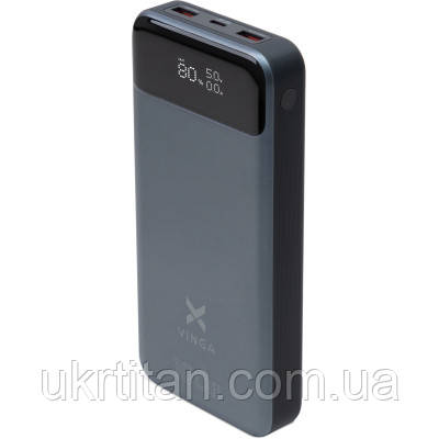 Оригінал! Батарея універсальна Vinga 30000 mAh 100W Display VA Grey (Li-Ion) (VPBB30100) - Вища Якість!, фото 1