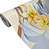 Шпалери вінілові 10 × 0.53 м Слов’янські шпалери 5698-03, обої блакитний з квітами, для вітальні, коридору, кухні, фото 2