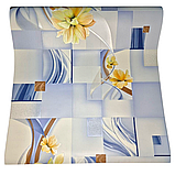 Шпалери вінілові 10 × 0.53 м Слов’янські шпалери 5698-03, обої блакитний з квітами, для вітальні, коридору, кухні, фото 5