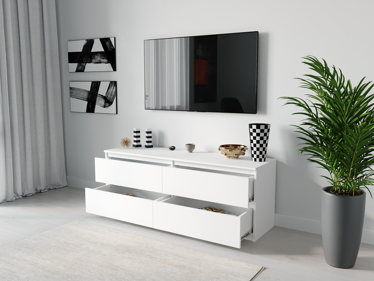 ТВ тумба Moreli ST-223 Ш1400/В530/Г400 Білий