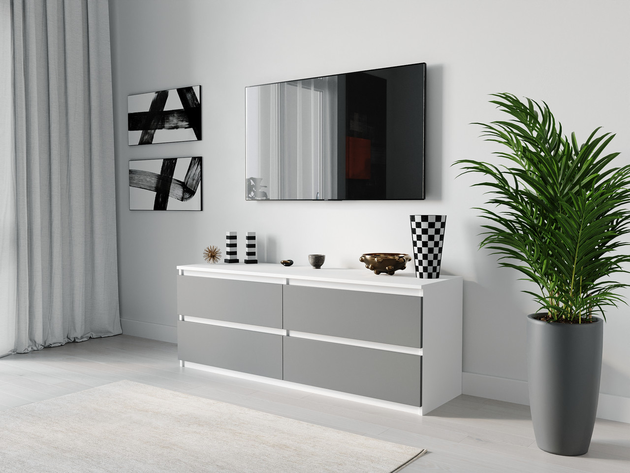 ТВ тумба Moreli ST-223 Ш1400/В530/Г400 Білий-Антрацит