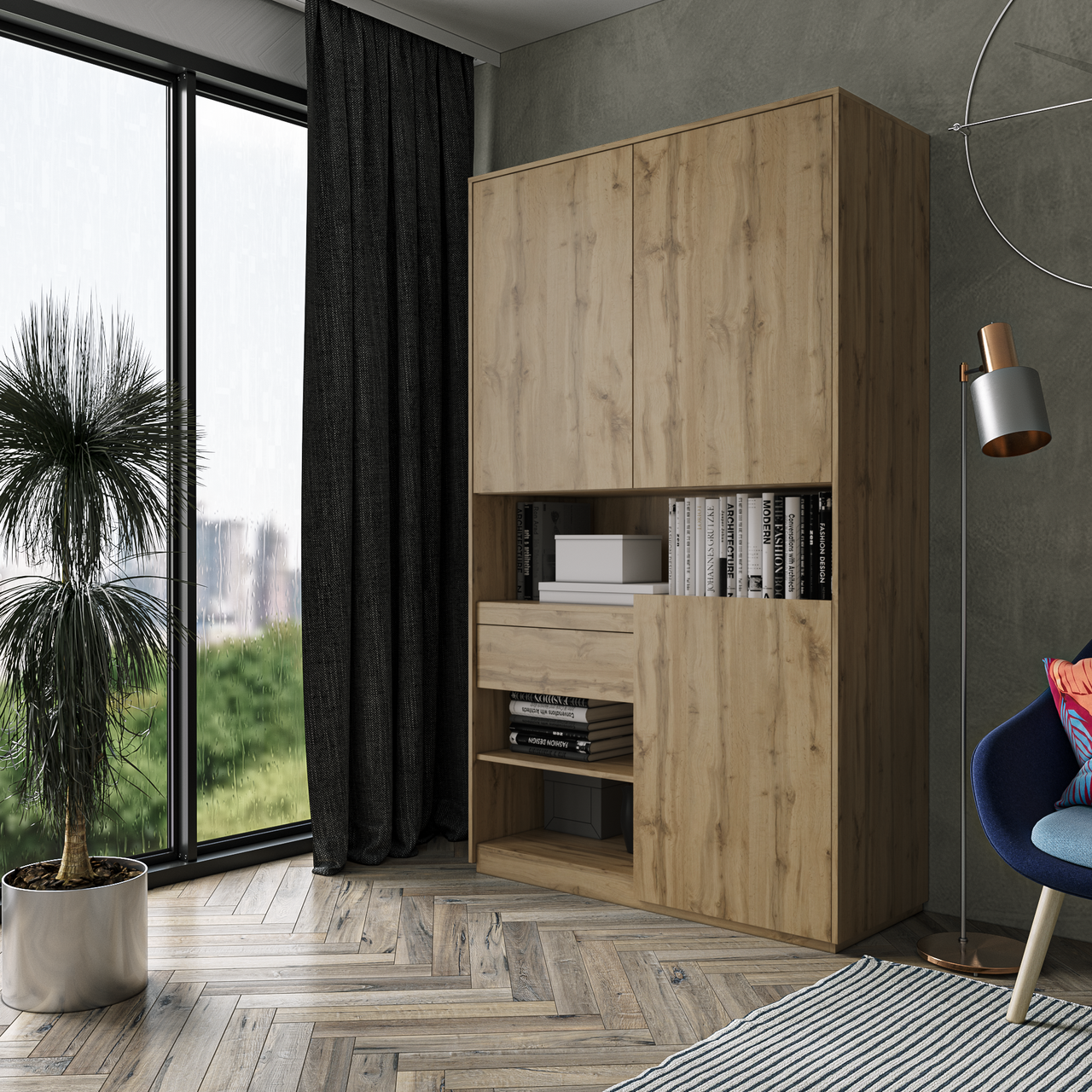 Шафа для книг та документів RS-1. Фурнітура BLUM Ш1242 / В2100 / Г500 Дуб аппалачі