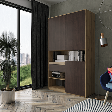 Шафа для книг та документів RS-1. Фурнітура BLUM Ш1242 / В2100 / Г500 Дуб аппалачі-Венге магія, фото 1
