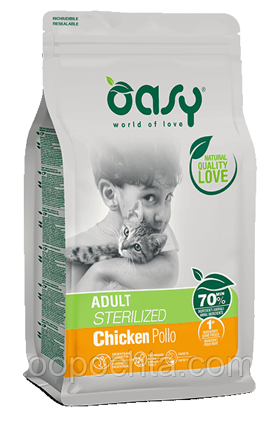 Сухий корм для кішок OASY Sterilized Adult курка 1.5 кг