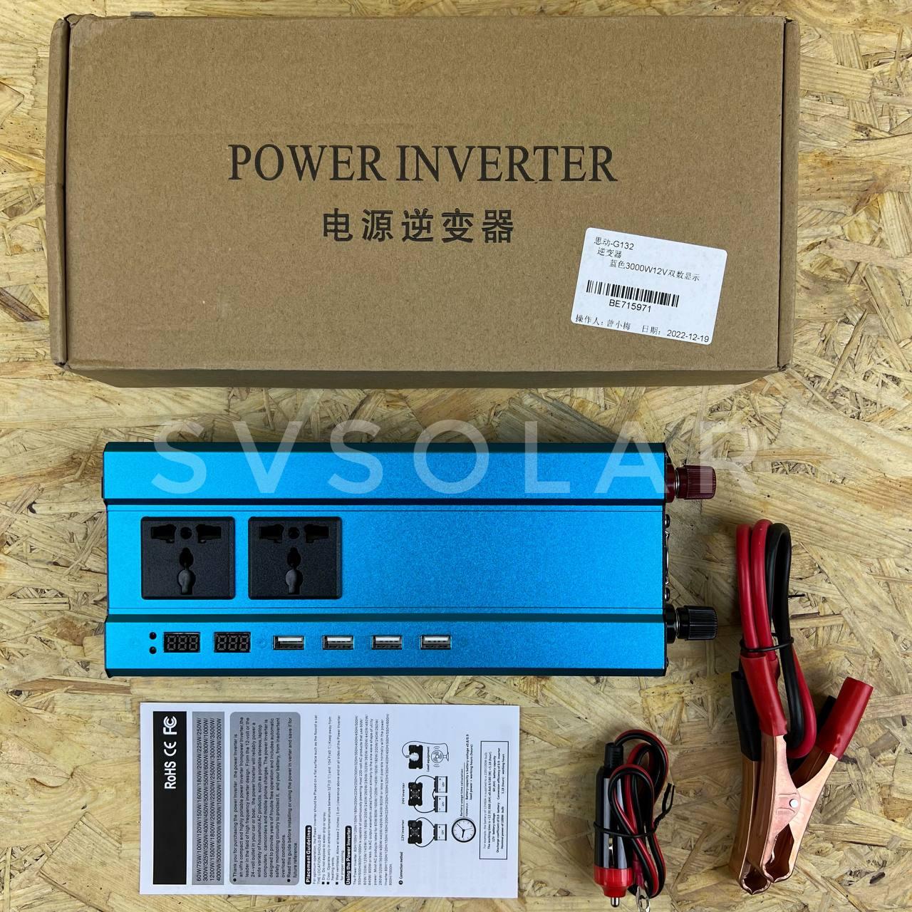 Інвертор FOVAL 3000W 12V перетворювач напруги інвертор з чистою синусоїдою