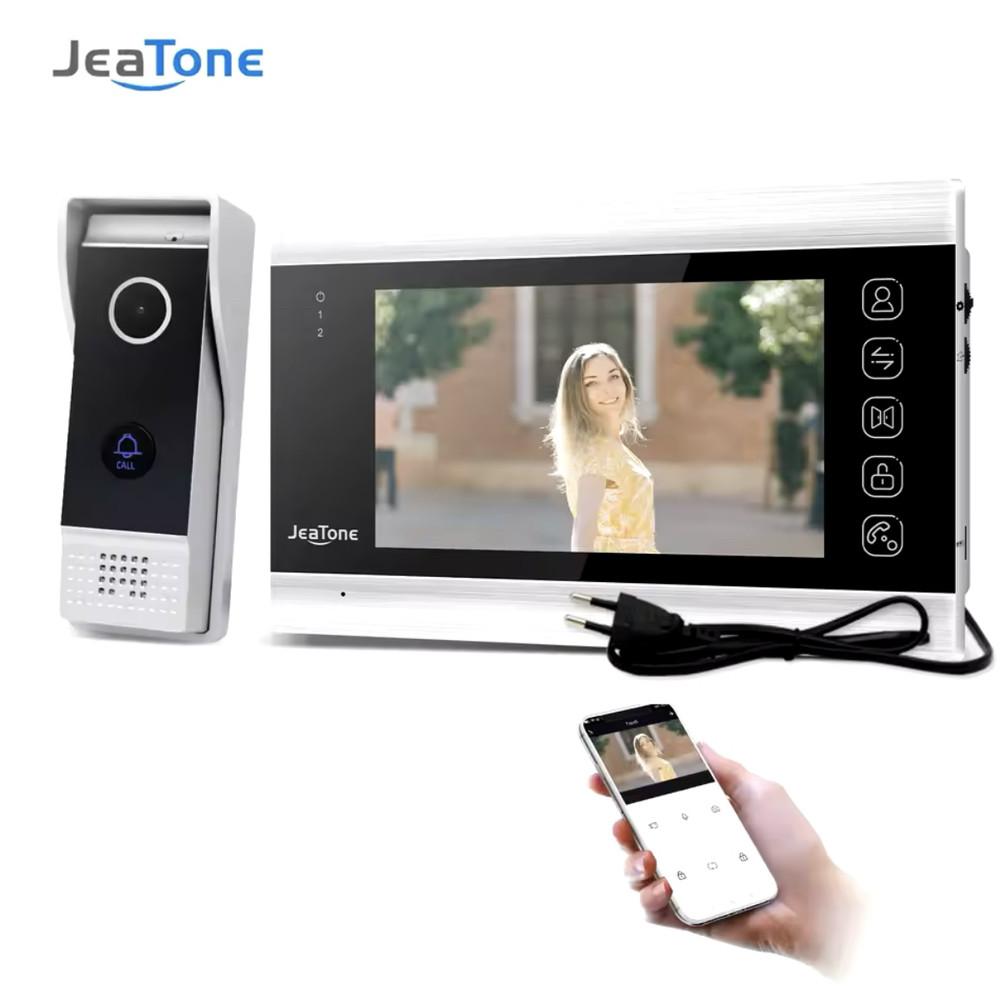 Комплект відеодомофону Jeatone/ 7 дюймів/ дистанційне керування зі смартфона, фото 1