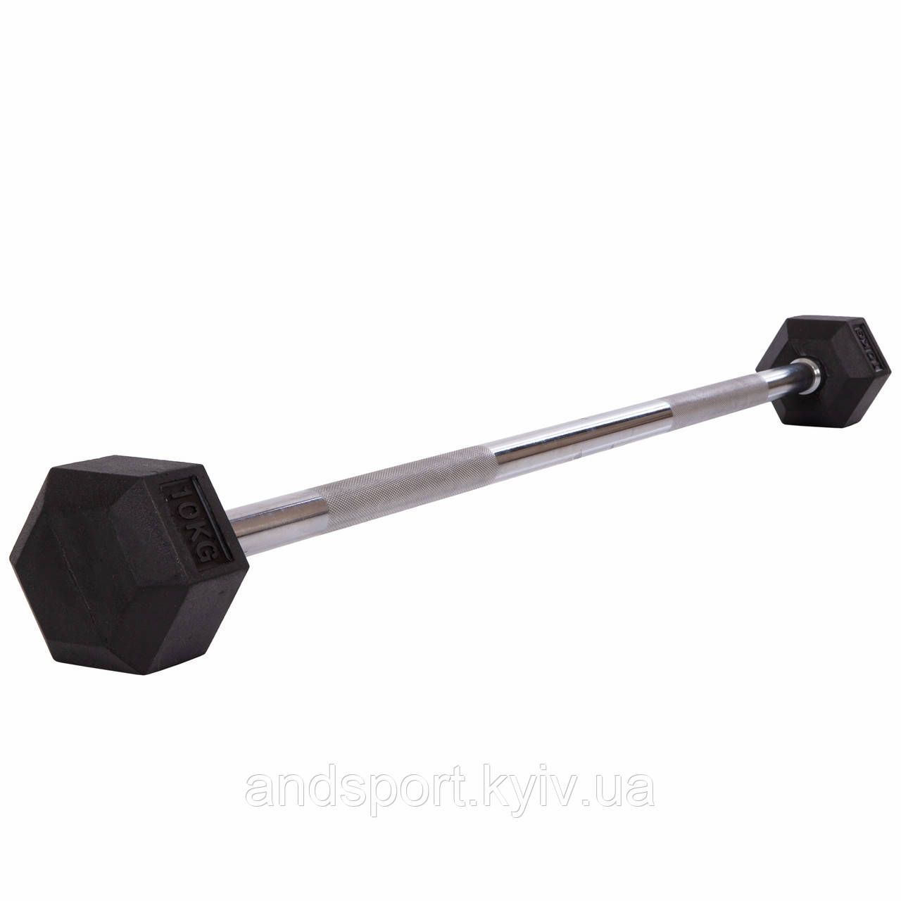 Штанга фіксована пряма прогумована Record Rubber Hexagon Barbell TA-6230-10 довжина-95см 10кг Код TA-6230-10