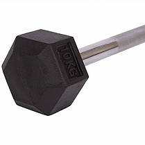 Штанга фіксована пряма прогумована Record Rubber Hexagon Barbell TA-6230-10 довжина-95см 10кг Код TA-6230-10, фото 2