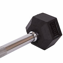 Штанга фіксована пряма прогумована Record Rubber Hexagon Barbell TA-6230-10 довжина-95см 10кг Код TA-6230-10, фото 3
