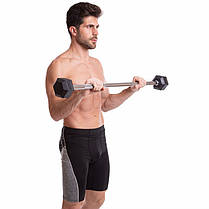 Штанга фіксована пряма прогумована Record Rubber Hexagon Barbell TA-6230-10 довжина-95см 10кг Код TA-6230-10, фото 5