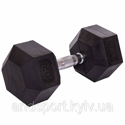Гантель цільна шестигранна ZELART TA-5159-20 1шт 20кг Код TA-5159-20, фото 1