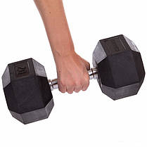 Гантель цільна шестигранна ZELART TA-5159-20 1шт 20кг Код TA-5159-20, фото 3