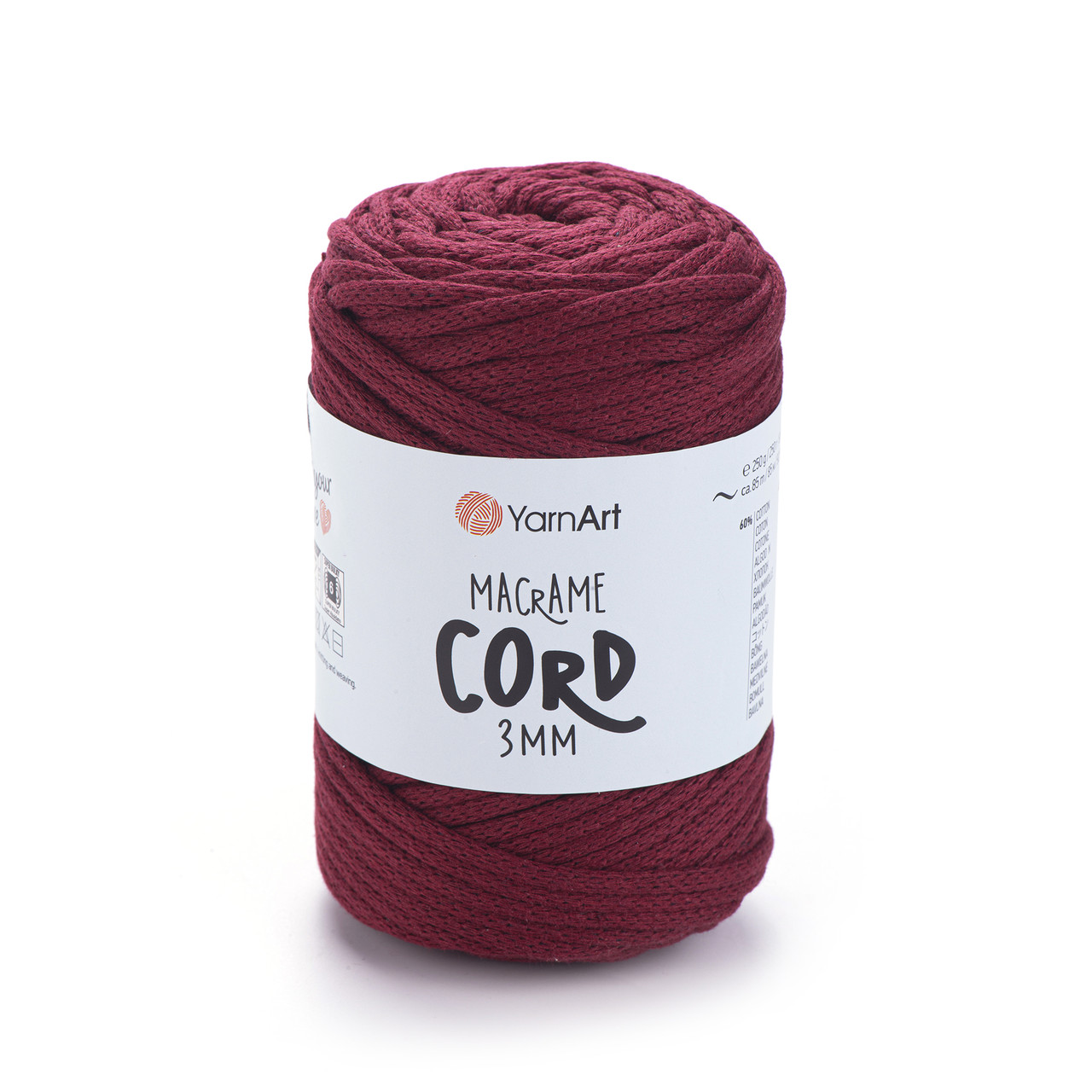 Пряжа Yarnart Macrame Cord 3 мм № 781 бордо (Ярнарт Макраме корд 3 мм), фото 1