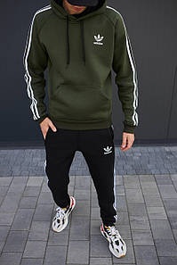 Чоловічий спортивний костюм Adidas на флісі для спорту відпочинку костюм повсякденне худі та штани комплект теплий