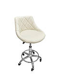 Стілець майстра СQ-555 Бежевий Крутиться стілець зі спинкою Крісло для клієнта перукарське, фото 3