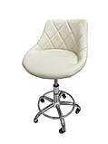 Стілець майстра СQ-555 Бежевий Крутиться стілець зі спинкою Крісло для клієнта перукарське, фото 5