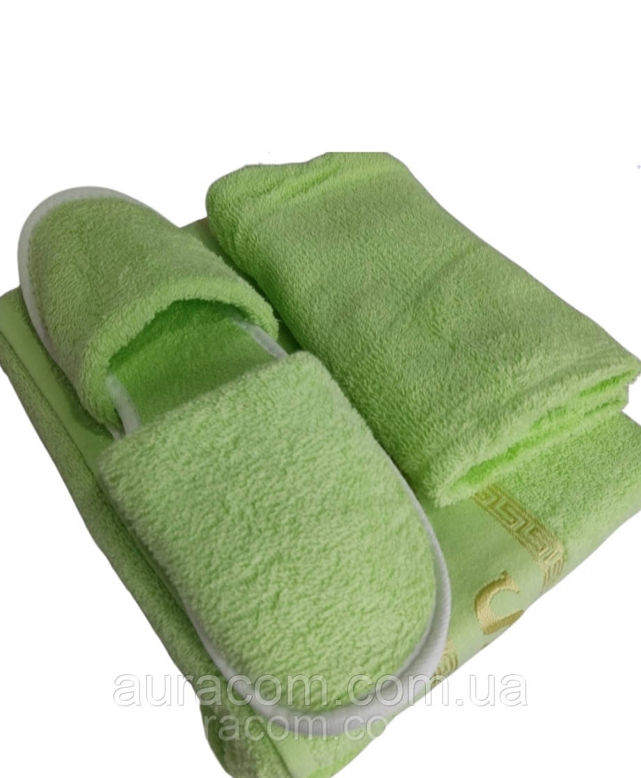 Ніжно зелений набір для сауни жіночий, 3 предмети, Туреччина, фото 1